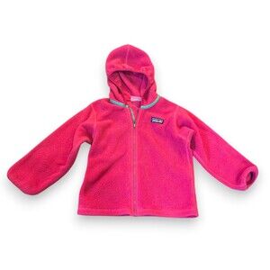 Patagonia Synchilla Cardigan Pink Fleece Full Zip Hoodie Jacket Toddler Girls 3T
